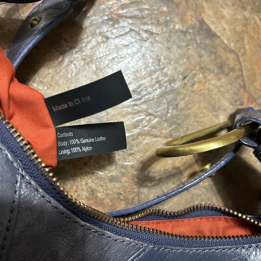 VINTAGE NWT Maxx New York Smoky Blue Leather Hobo Bag - Picture 5 of 9